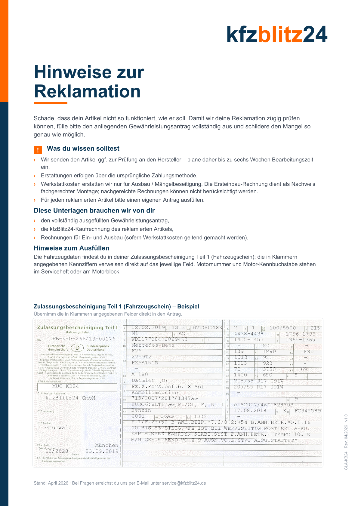 Vorschau: Hinweise zur Reklamation als PDF