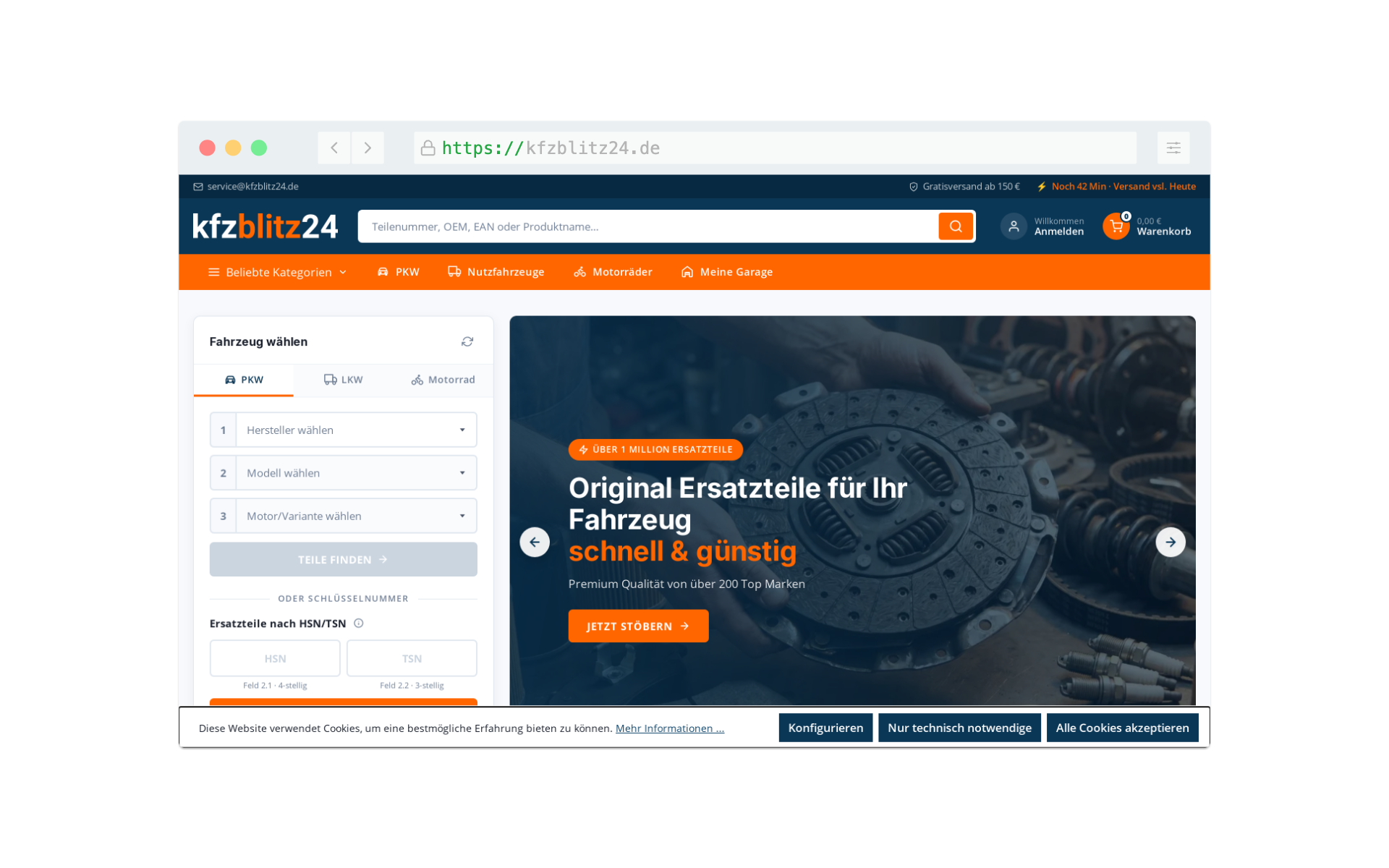 kfzBlitz24 Website Desktop-Ansicht